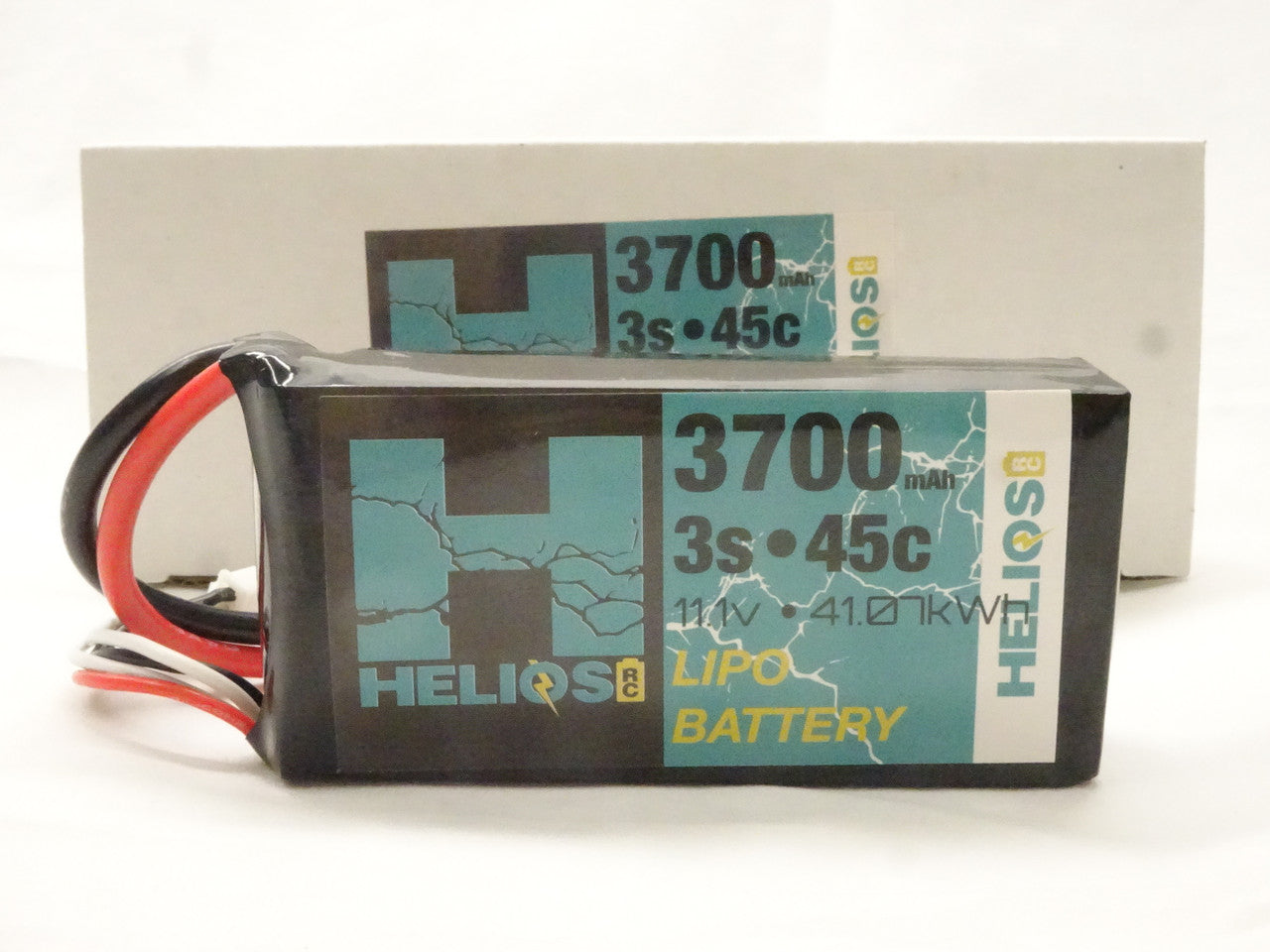 3s 3700mah Lipo Battery in front of its packaging