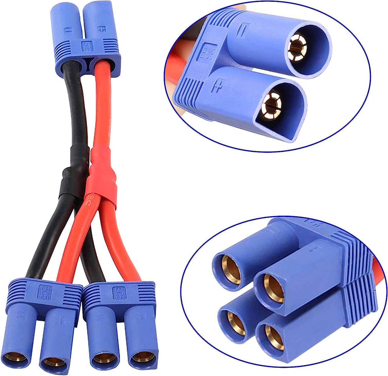 EC5 1 Male Connector to 2 Female Connectors Cable EC5 Parallel Plug Connector Cable 12awg adapter